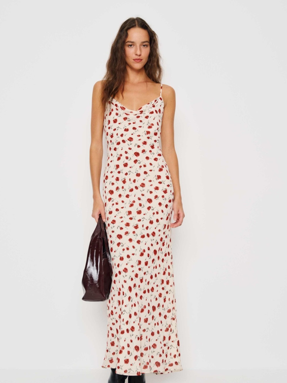 Reformation Drina Dress Red Rose Print